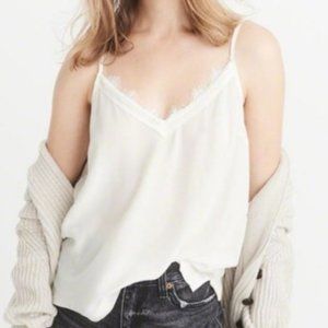 NWT Abercrombie White Lace Delicate Camisole Tank Top Shirt Size Small